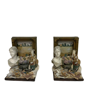 Figi Picture Frame Book‎ Ends Roman Busts Artist Oil Paints & Brushes Vintage